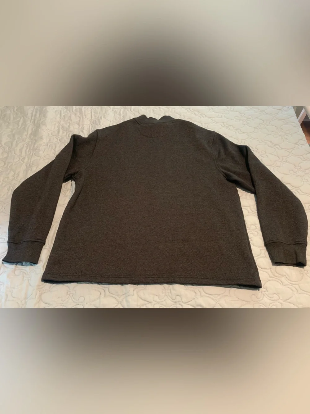 George Men’s Quarter Zip Pullover Sweater Fleece Lined Charcoal Gray Large 42-44